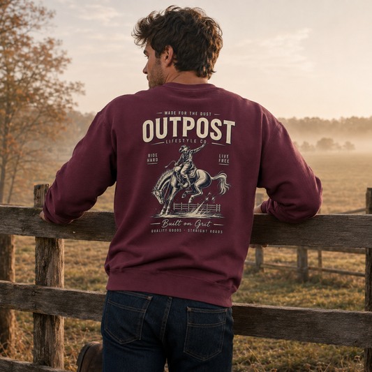 Cowboy Horseback Graphic Crewneck Sweatshirt | Western Rodeo Theme