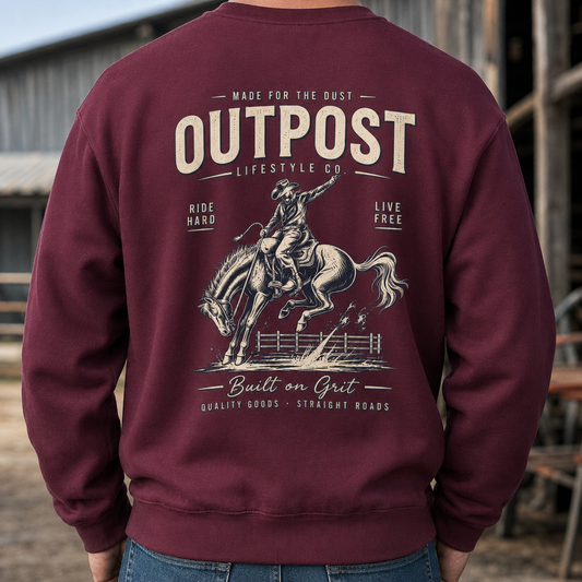 Cowboy Horseback Graphic Crewneck Sweatshirt | Western Rodeo Theme