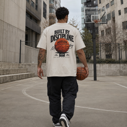 Built By Discipline Basketball Tee — "Aureon" Motivational Sports Shirt