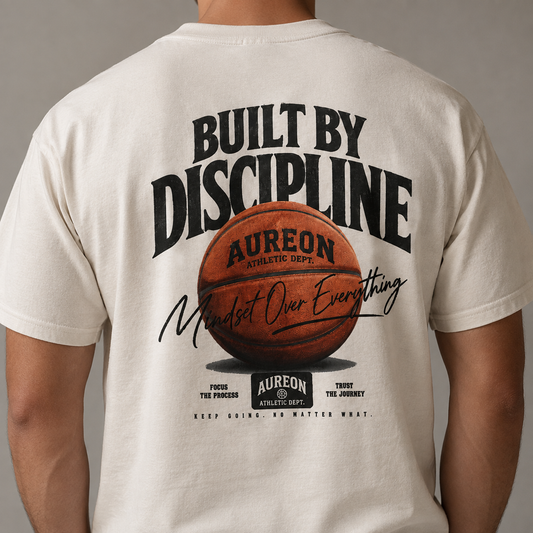 Built By Discipline Basketball Tee — "Aureon" Motivational Sports Shirt