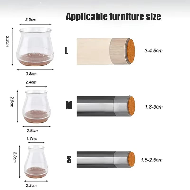 16/4Pcs Chair Leg Caps Silicone Feet Protector Pads Furniture Table Covers Socks Plugs Cover Furniture Leveling Feet Home Decor