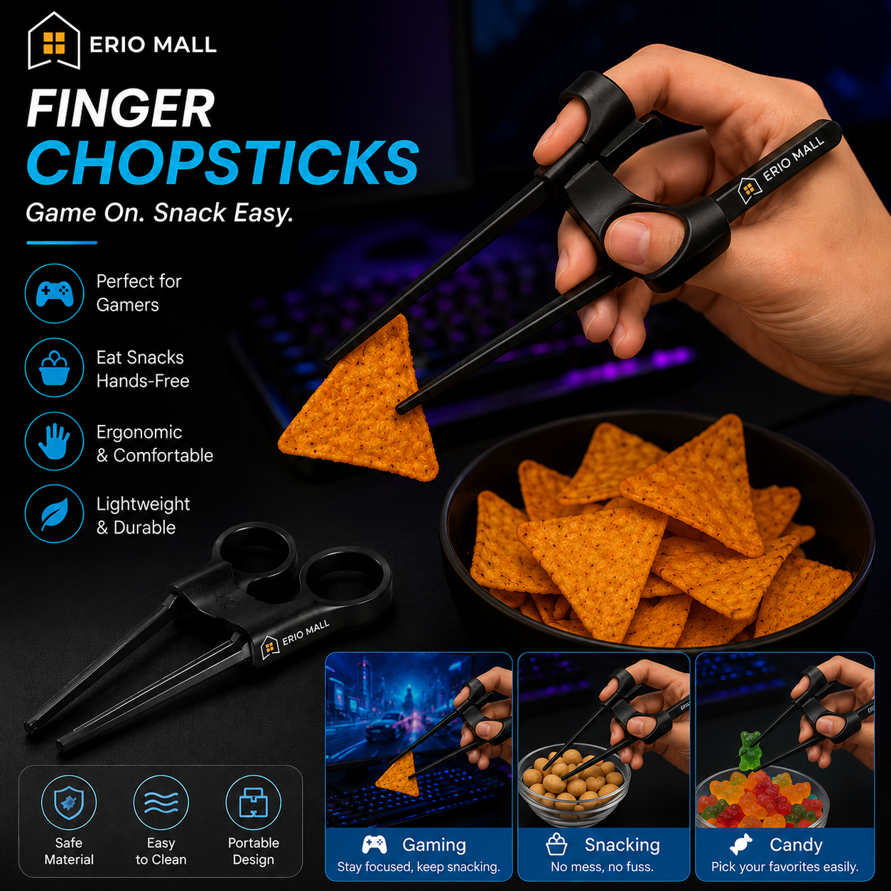 Finger Chopsticks Snack Clips