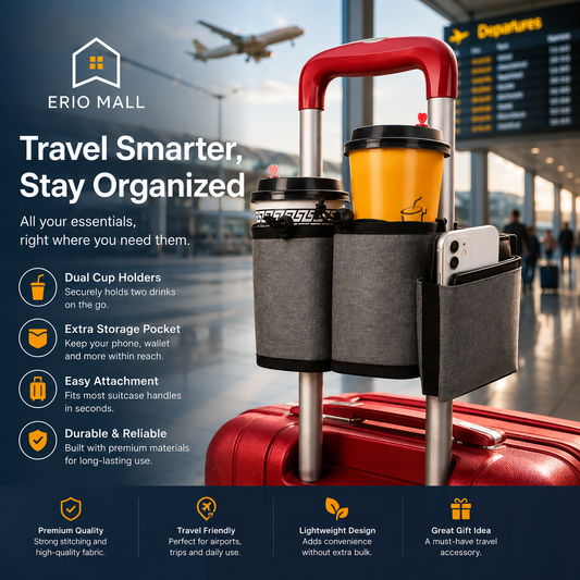 Travel Luggage Cup Holder Durable Free Hand Suitcase Drink Bag Travel Milk Tea Coffee Mugs Holder Fits All Suitcase Handles