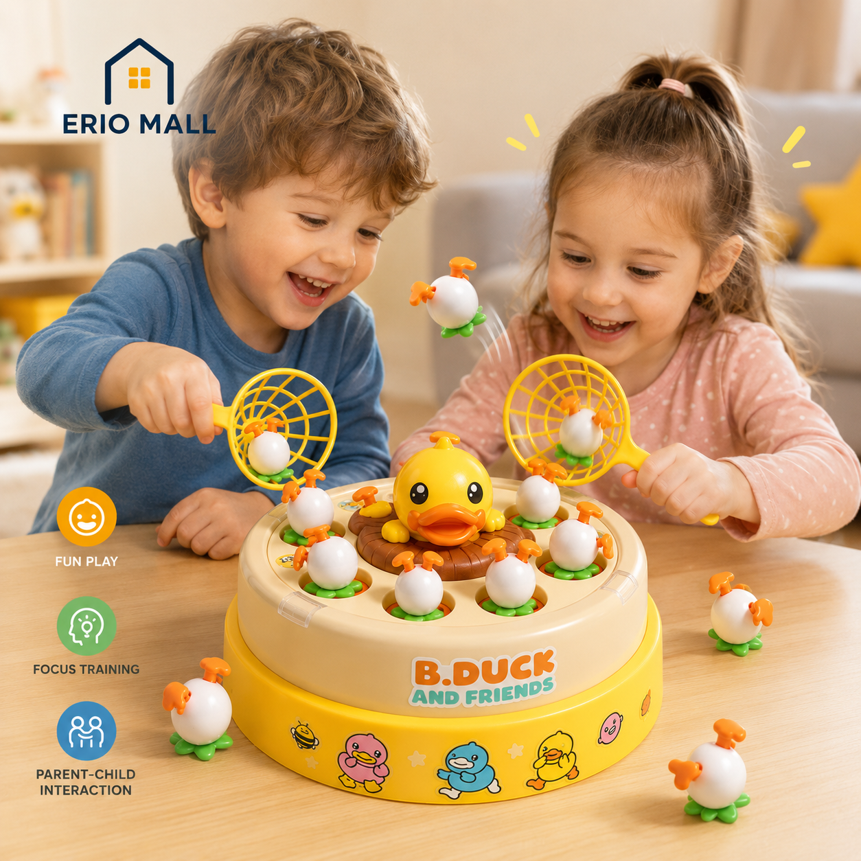 Children Bouncing Yellow Duck Toy Children Bouncing Turntable Concentration Training Puzzle Parent Child Interaction Toy