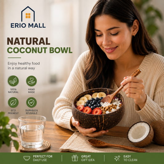Natural Coconut Bowl Set with Spoon