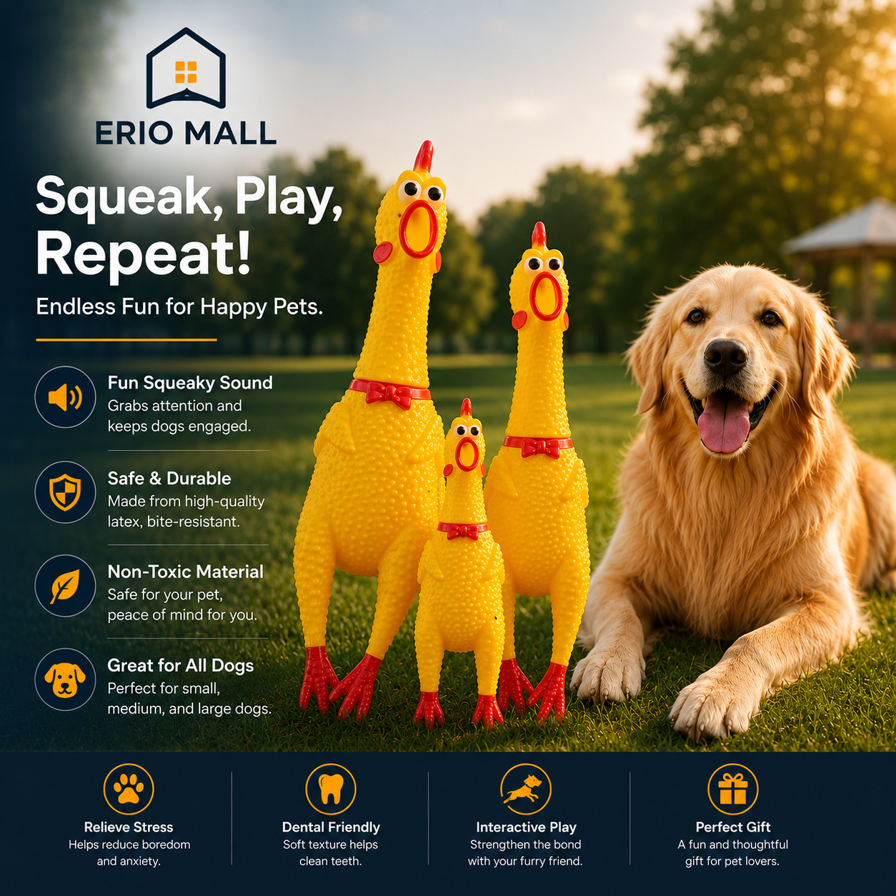 Squeaky Screaming Chicken Pet Toy Funny Molar Chew Rubber Toy Small Large Dogpet Squeaker Chew Toys Funny Chicken Puppy1Pcs
