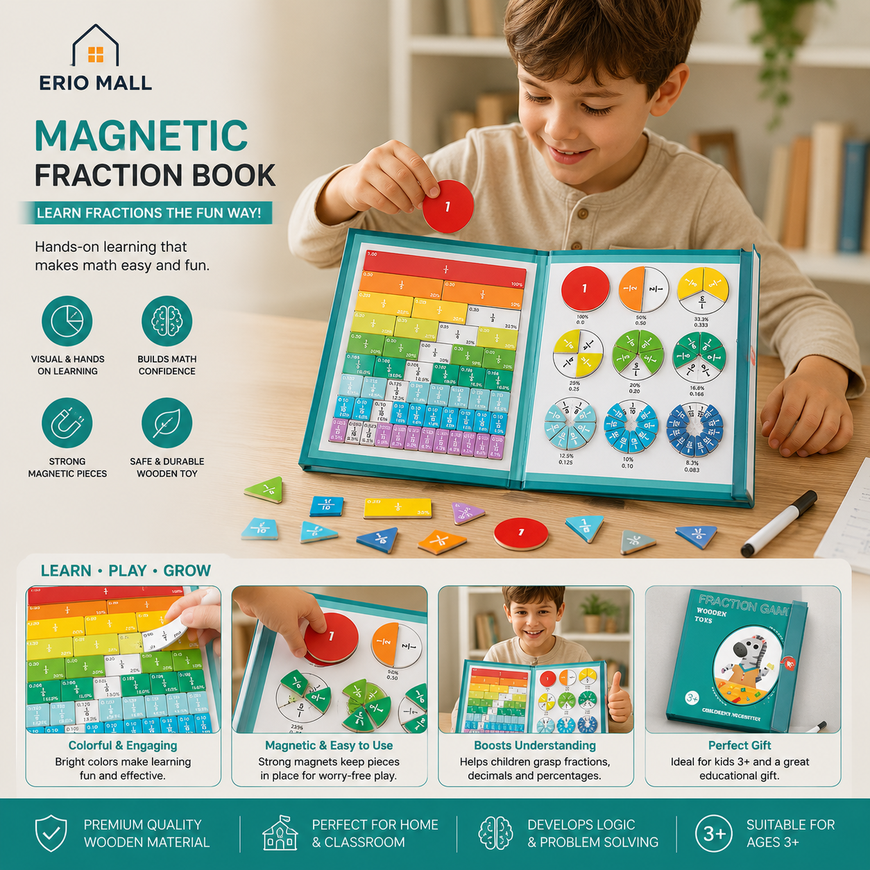 Montessori Magnetic Fraction Learning Set