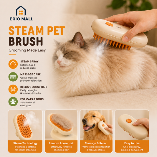 3-in-1 Steam Pet Grooming Brush