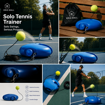 Tennis training device with rebound system for solo practice