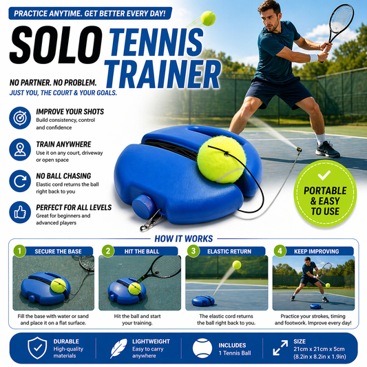 Tennis training device with rebound system for solo practice