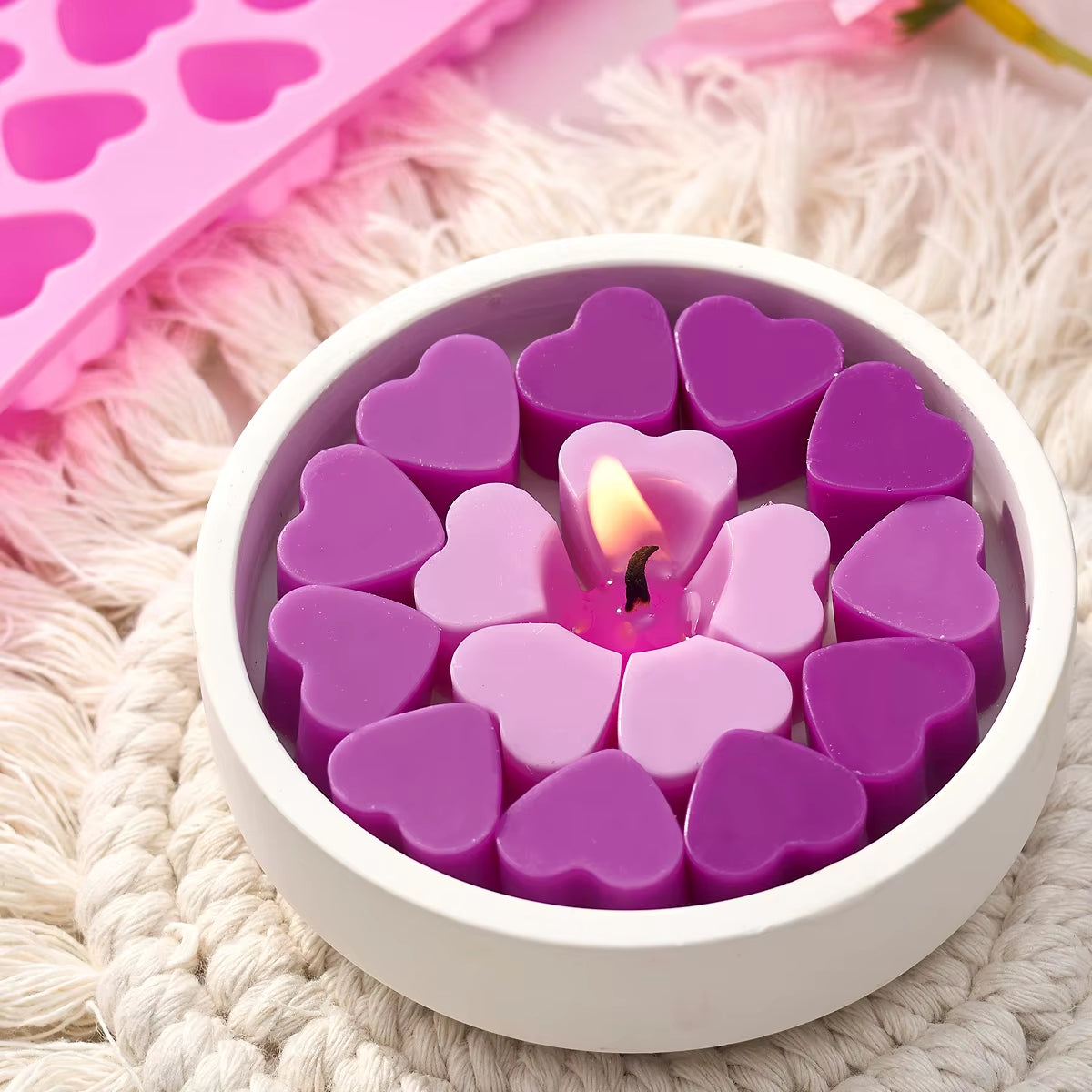 55 Compartment Heart Silicone Candle Mold Valentine'S Day Candles Making Kit DIY Love Cake Chocolate Baking Mould Party Gifts