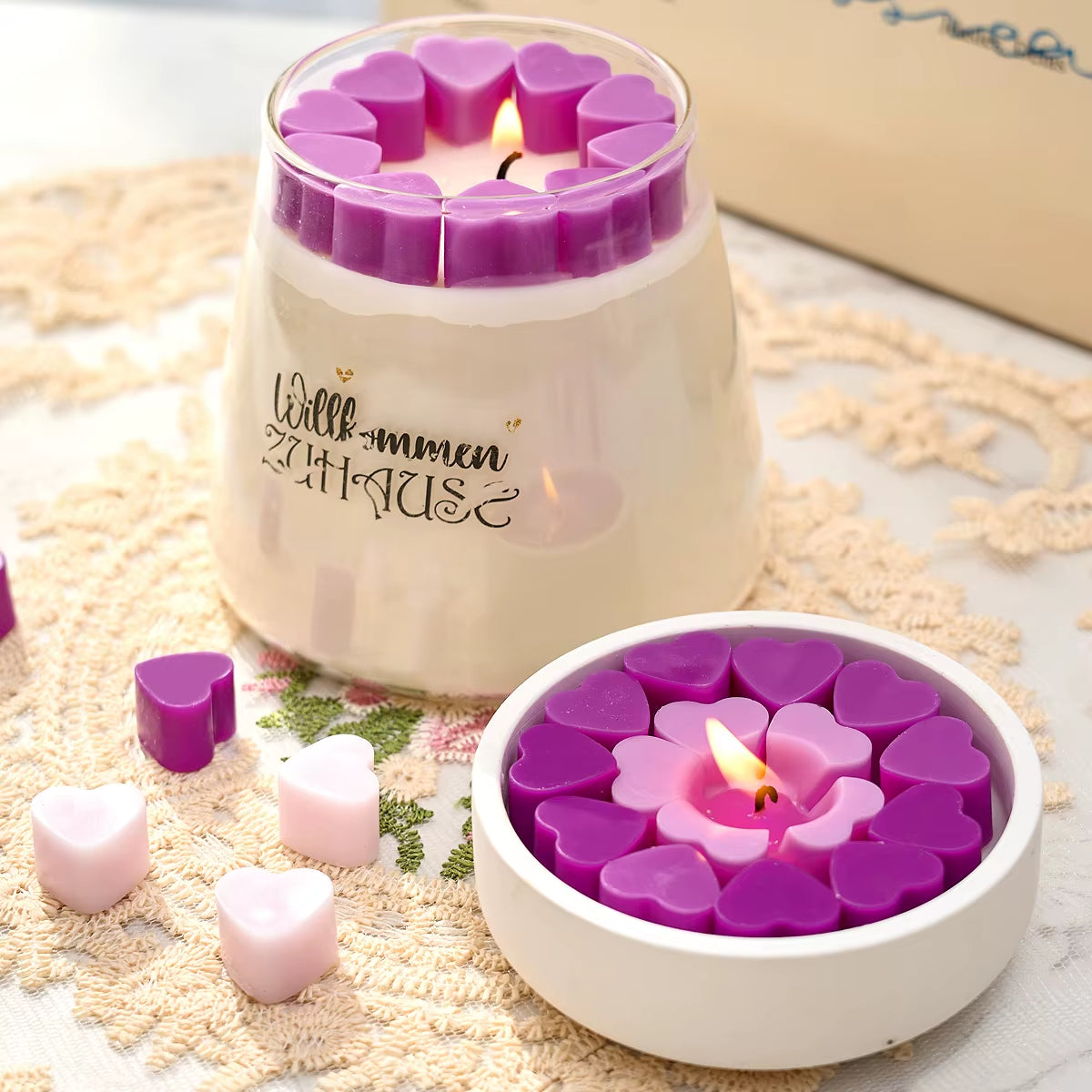 55 Compartment Heart Silicone Candle Mold Valentine'S Day Candles Making Kit DIY Love Cake Chocolate Baking Mould Party Gifts