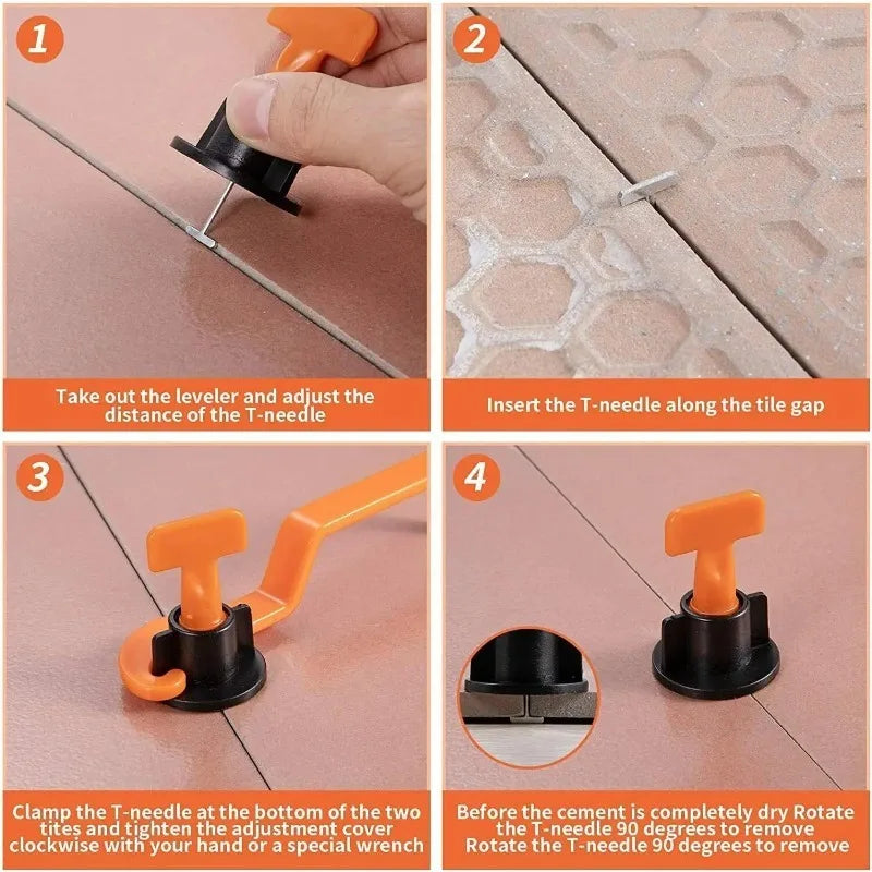 51Pcs Floor Tile Leveling System Clips Spacers for Porcelain Ceramic Tile Laying Wall Fixing Construction Tools Leveler Kit