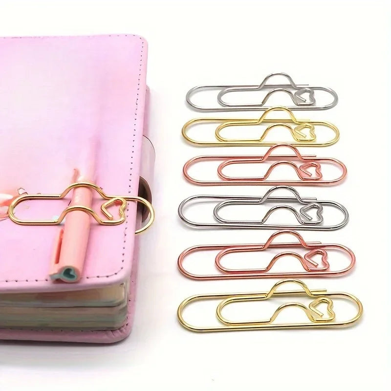 4 Multifunctional Pen Clip Pen Hanging Love Paper Clip Pen Button Notebook Accessories Fixed Seat Pen Clip
