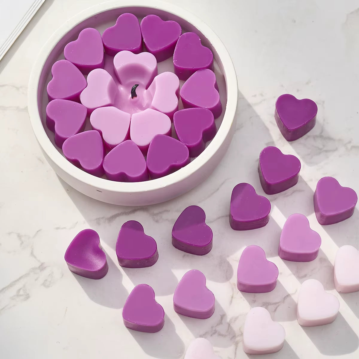 55 Compartment Heart Silicone Candle Mold Valentine'S Day Candles Making Kit DIY Love Cake Chocolate Baking Mould Party Gifts