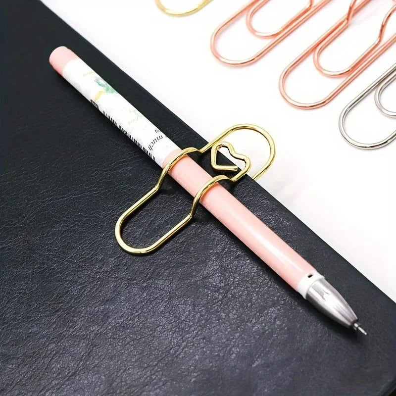 4 Multifunctional Pen Clip Pen Hanging Love Paper Clip Pen Button Notebook Accessories Fixed Seat Pen Clip