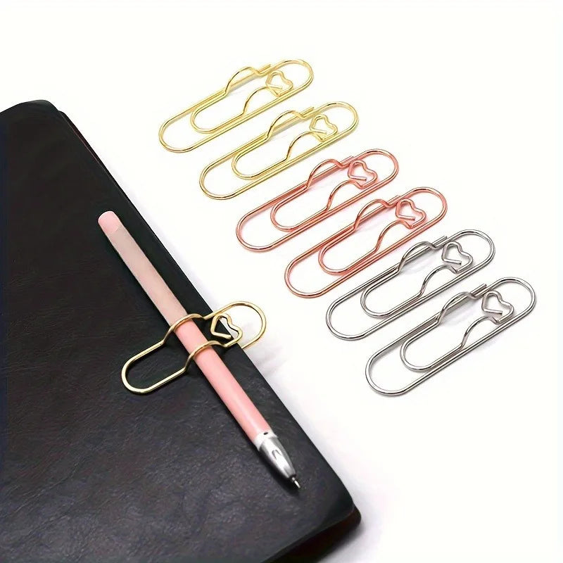 4 Multifunctional Pen Clip Pen Hanging Love Paper Clip Pen Button Notebook Accessories Fixed Seat Pen Clip