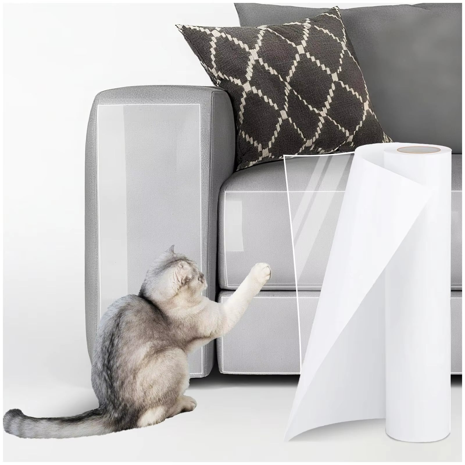 1 Roll anti Cat Scratch Furniture Protector Tape Self-Adhesive PVC Transparent Tape Couch Guard Pads Stickers for Couch Sofa