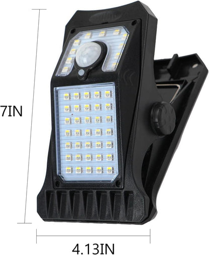 Clip on Solar Lights Outdoor Waterproof，45 Leds Solar Motion Sensor Lights Outdoor 3 Modes 3 Mounting Ways, Solar Security Lights for Fence, Wall, Patio