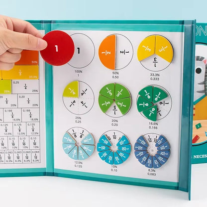 Montessori Magnetic Fraction Learning Math Toy Montessori Arithmetic Teaching Aids Wooden Book Educational Toys for Children