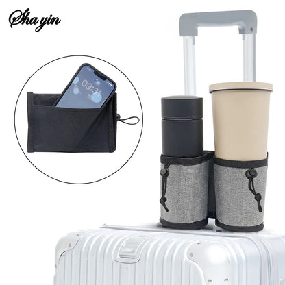 Travel Luggage Cup Holder Durable Free Hand Suitcase Drink Bag Travel Milk Tea Coffee Mugs Holder Fits All Suitcase Handles
